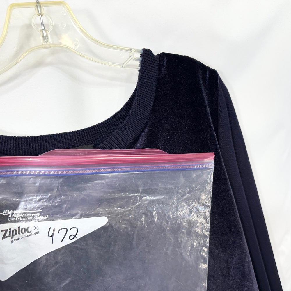 Lane Bryant Plus Size 18/20 Pullover Top Dark Navy Blue Velvet Front Mixed 472 - Picture 9 of 9
